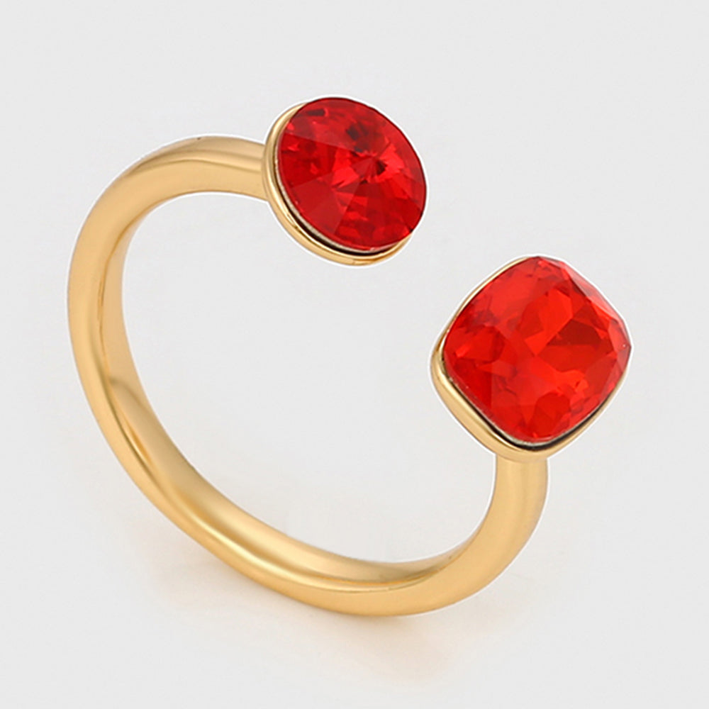 Pozlátený Zliatinový Prsteň s Červeným Emporia® Krištáľom