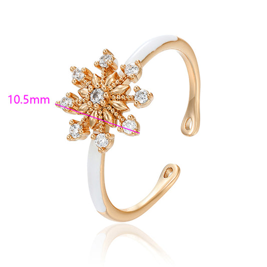 Pozlátený Zliatinový Prsteň s Bielym Emporia® Krištáľom a so Smaltom