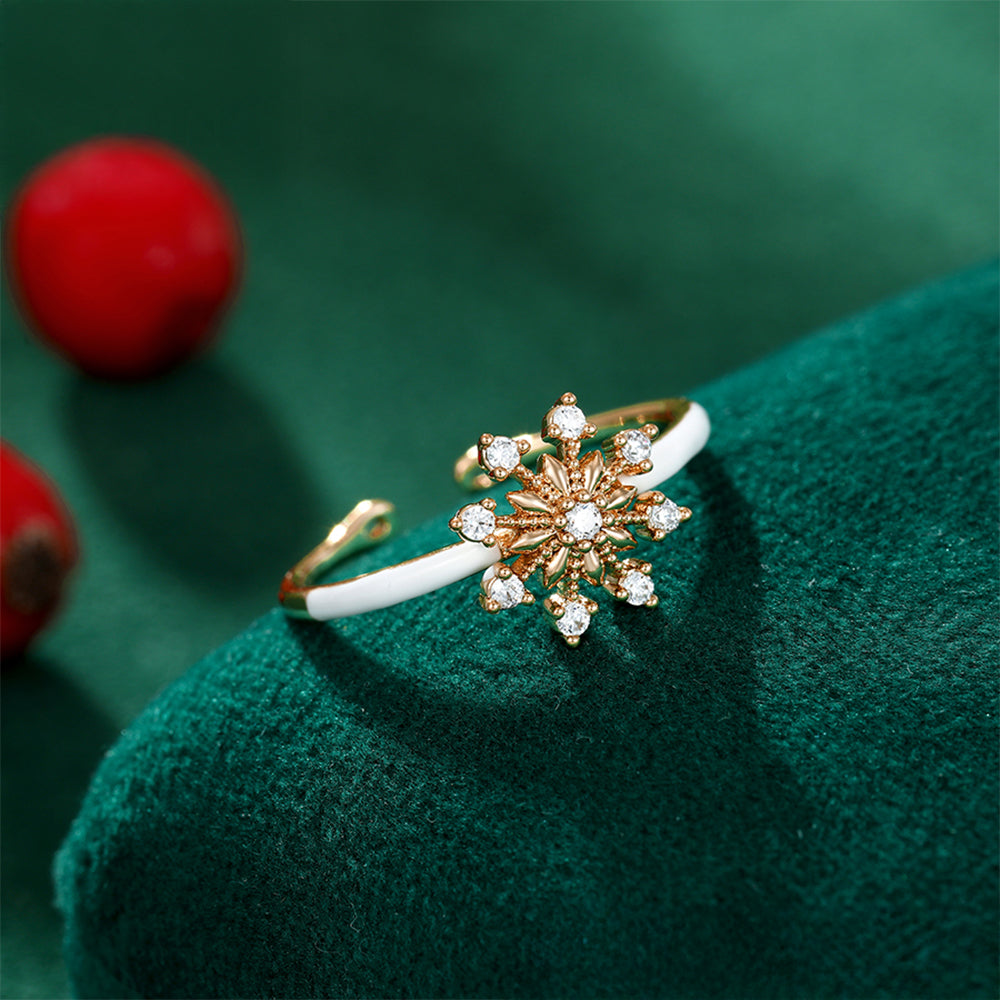 Pozlátený Zliatinový Prsteň s Bielym Emporia® Krištáľom a so Smaltom