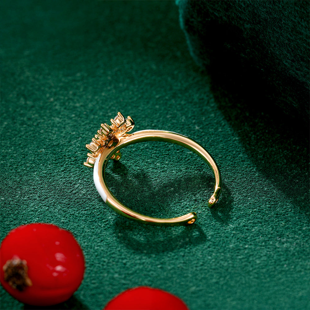 Pozlátený Zliatinový Prsteň s Bielym Emporia® Krištáľom a so Smaltom 4 