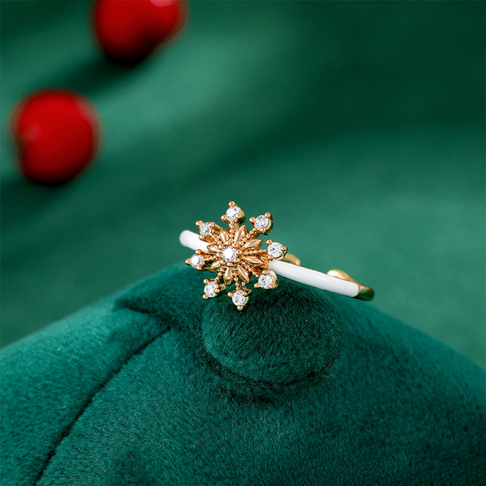 Pozlátený Zliatinový Prsteň s Bielym Emporia® Krištáľom a so Smaltom 5 