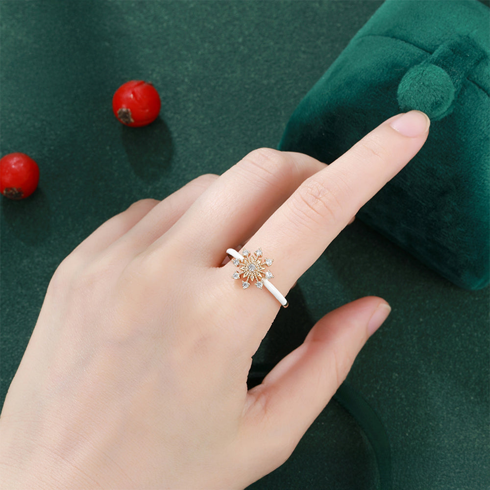 Pozlátený Zliatinový Prsteň s Bielym Emporia® Krištáľom a so Smaltom 6 