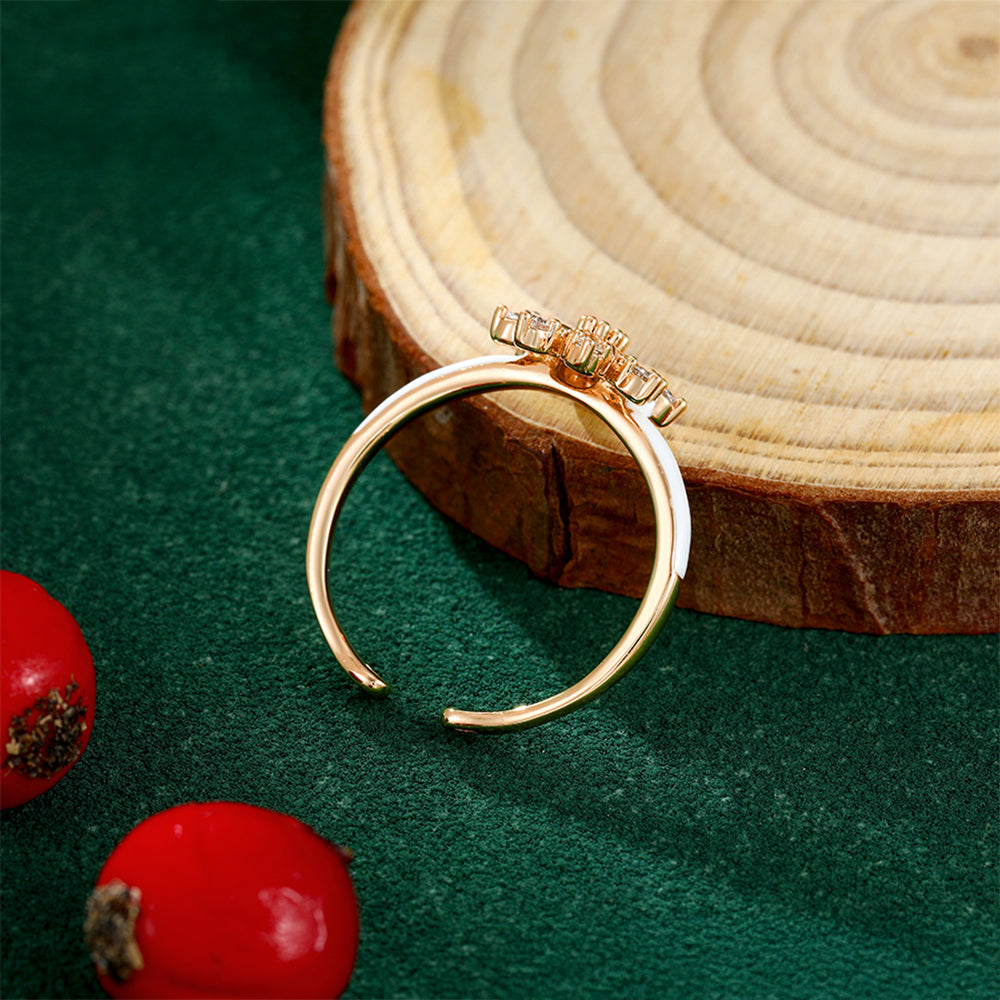 Pozlátený Zliatinový Prsteň s Bielym Emporia® Krištáľom a so Smaltom