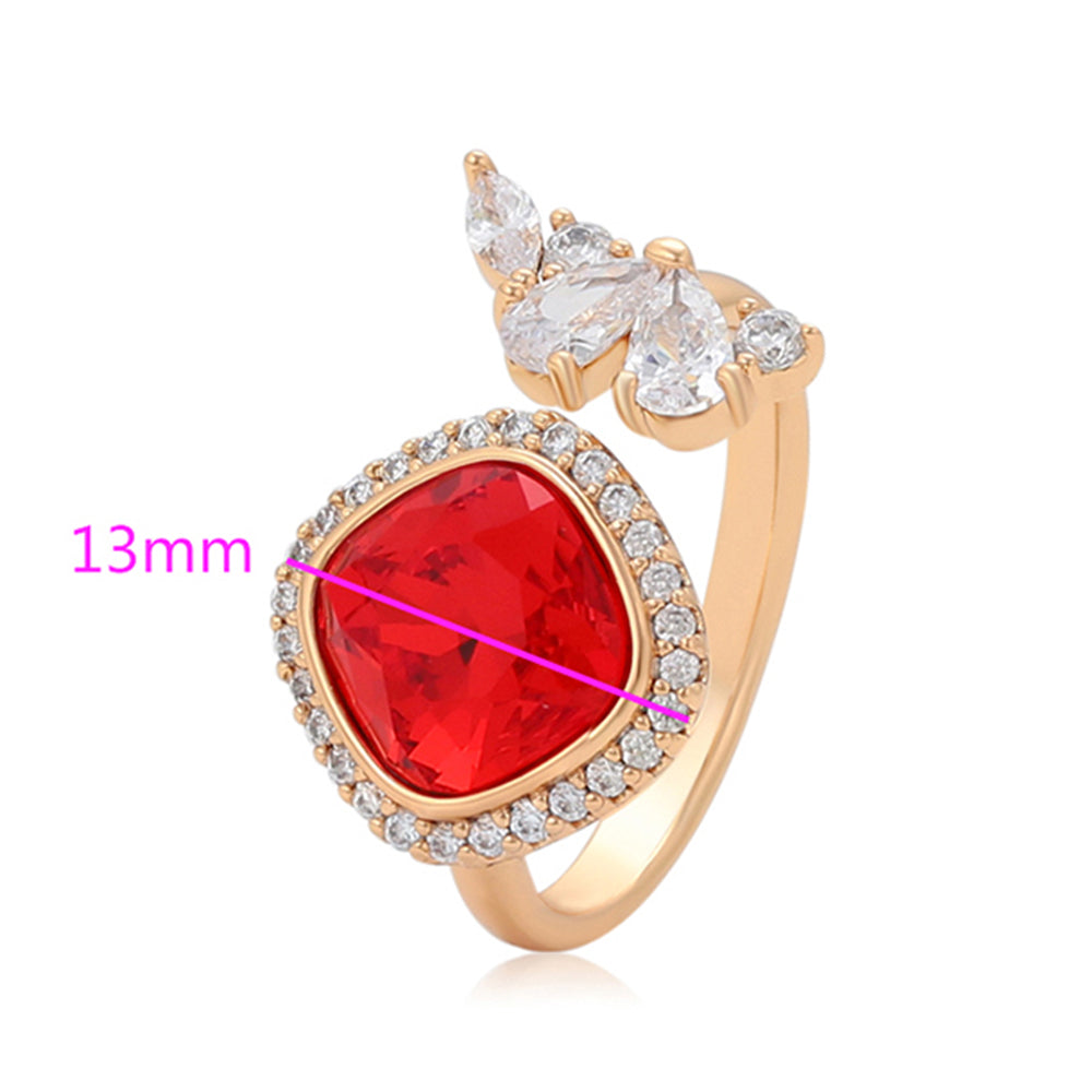 Pozlátený Zliatinový Prsteň s Červeným Emporia® Krištáľom a Bielym Emporia® Krištáľom