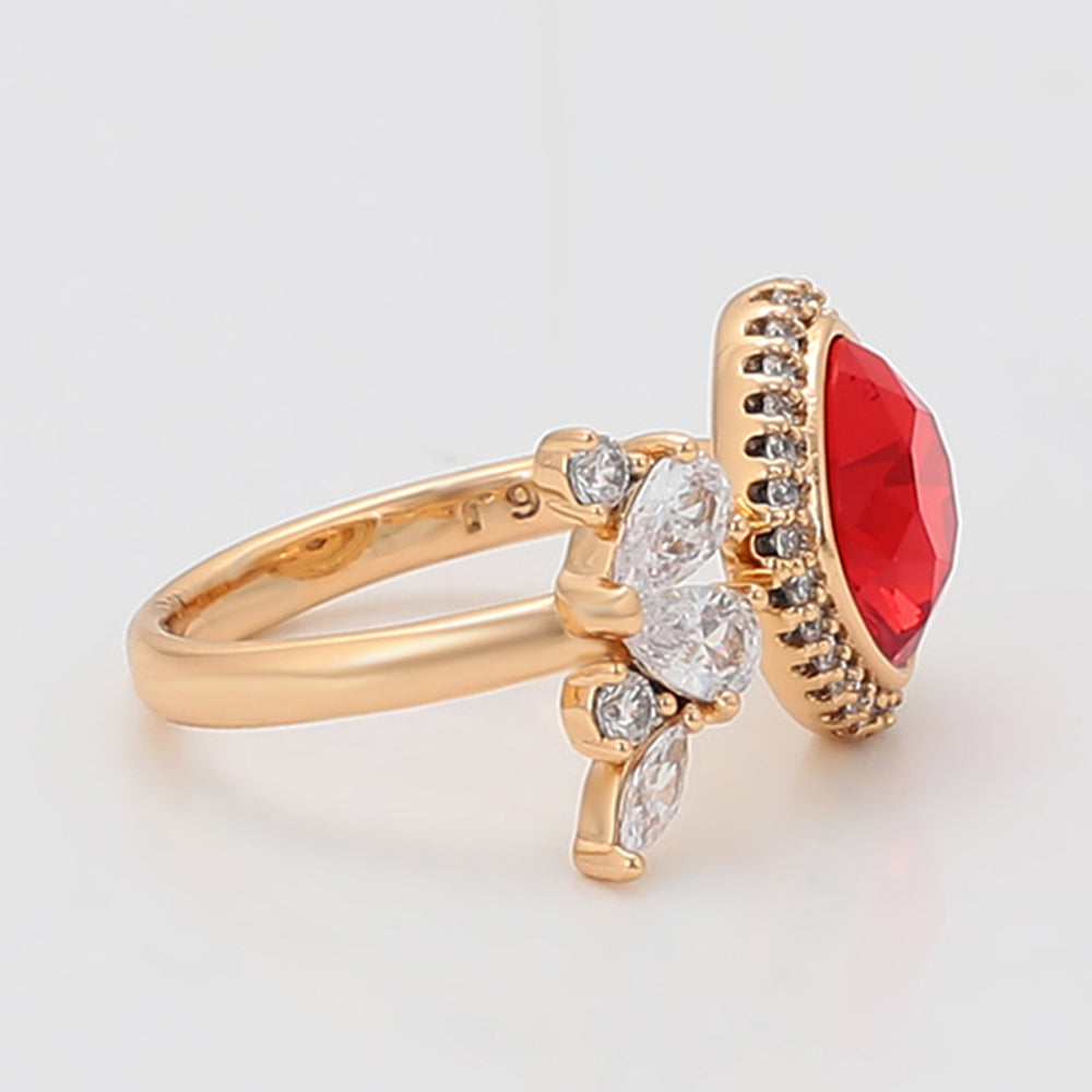 Pozlátený Zliatinový Prsteň s Červeným Emporia® Krištáľom a Bielym Emporia® Krištáľom