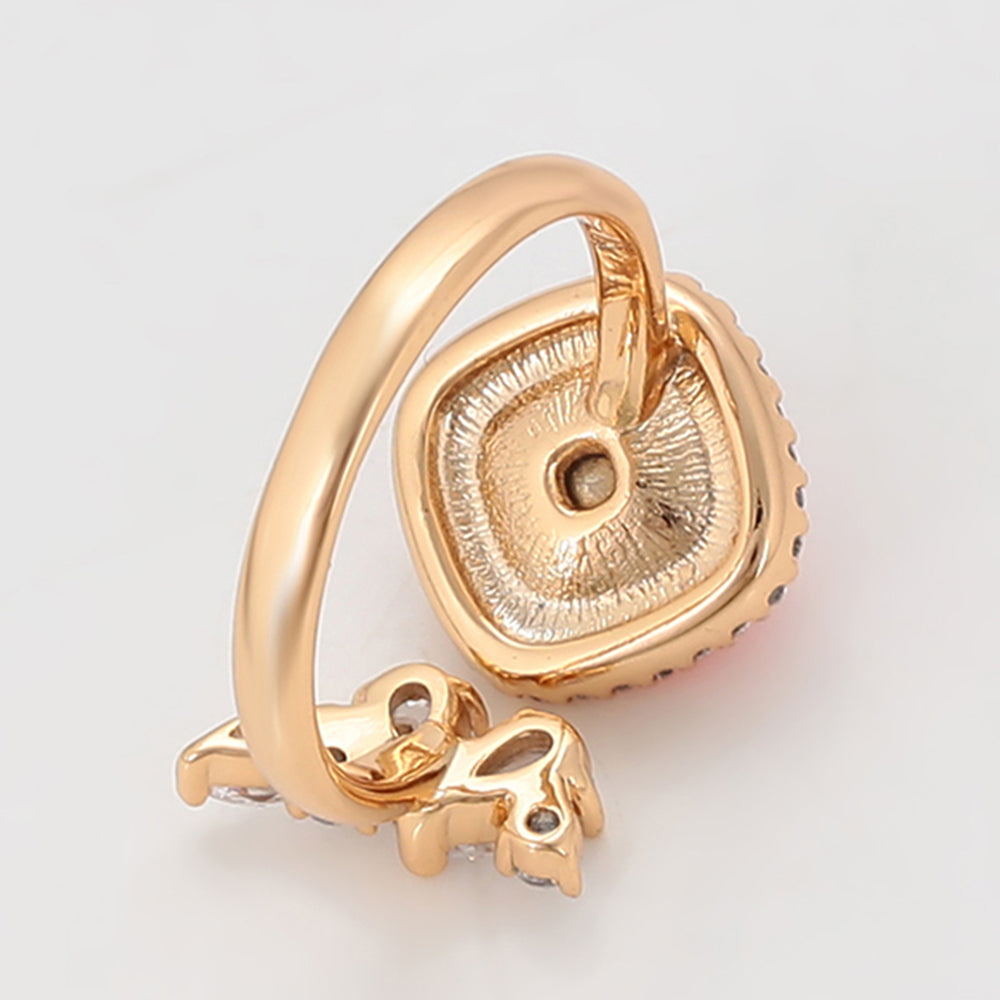 Pozlátený Zliatinový Prsteň s Červeným Emporia® Krištáľom a Bielym Emporia® Krištáľom