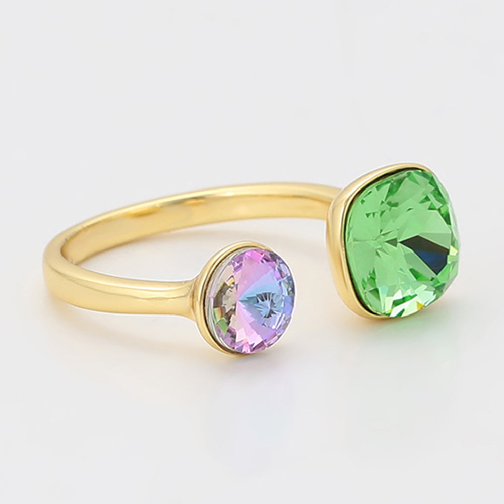 Pozlátený Zliatinový Prsteň s so Zeleným Emporia® Krištáľom a Fialovým Emporia® Krištáľom 4 