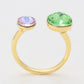 Pozlátený Zliatinový Prsteň s so Zeleným Emporia® Krištáľom a Fialovým Emporia® Krištáľom
