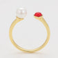 Pozlátený Zliatinový Prsteň s Sklenená perla a Červeným Emporia® Krištáľom