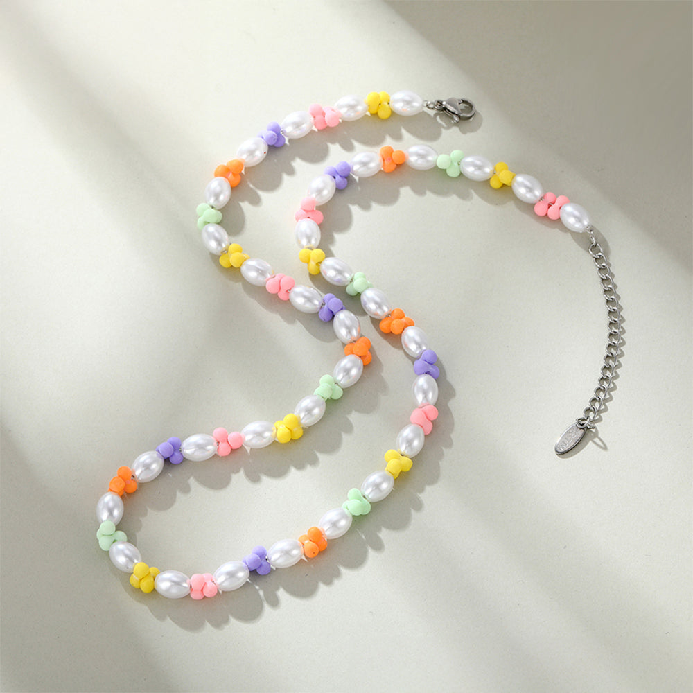 Pozlátený Zliatinový Náhrdelník s Sklenená perla 6 