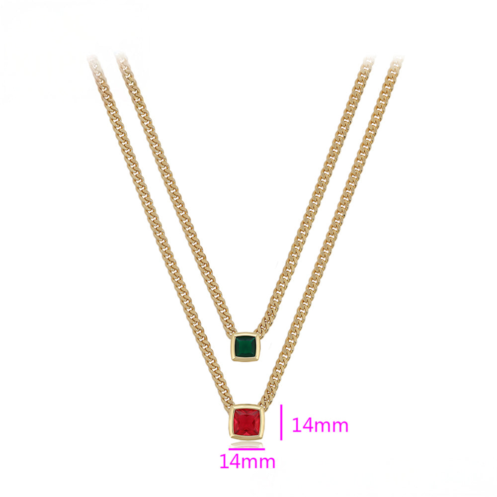 Pozlátený Zliatinový Náhrdelník s Červeným Emporia® Krištáľom a so Zeleným Emporia® Krištáľom