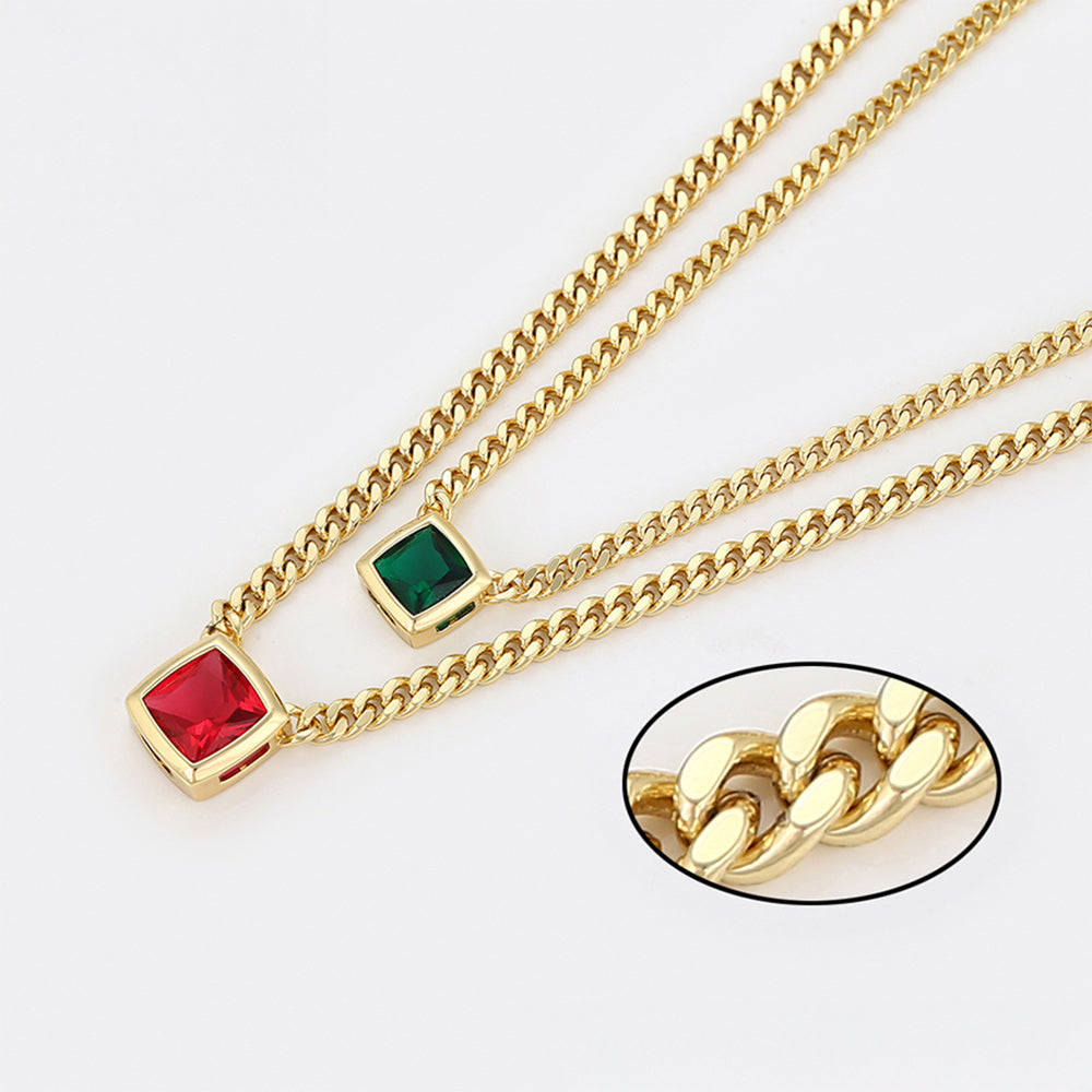 Pozlátený Zliatinový Náhrdelník s Červeným Emporia® Krištáľom a so Zeleným Emporia® Krištáľom