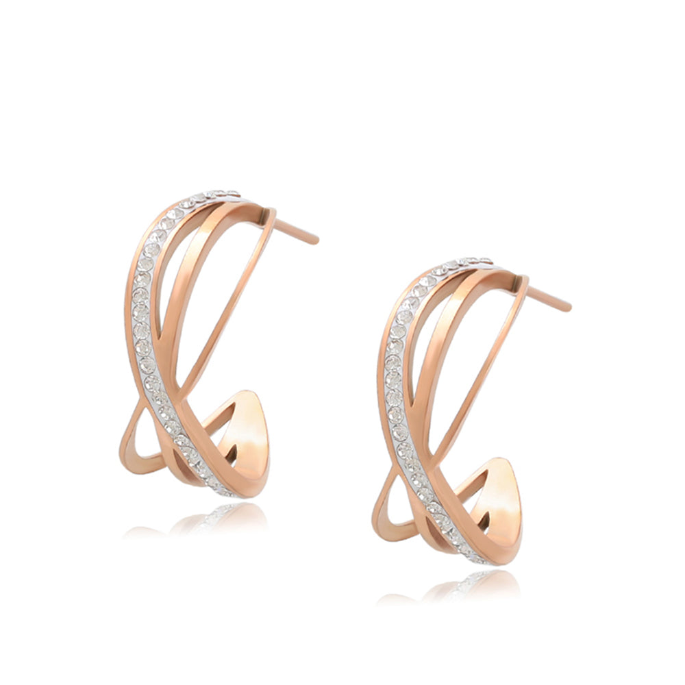 Pozlátené Zliatinové Náušnice s Bielym Emporia® Krištáľom 1 