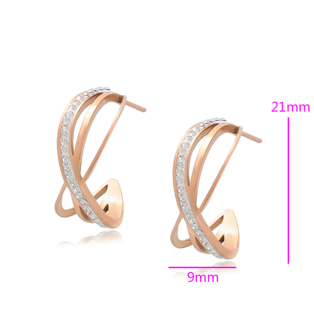 Pozlátené Zliatinové Náušnice s Bielym Emporia® Krištáľom 2 