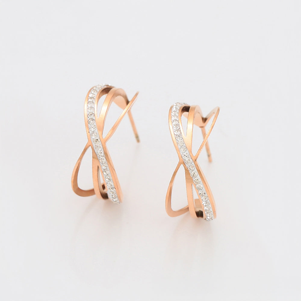 Pozlátené Zliatinové Náušnice s Bielym Emporia® Krištáľom