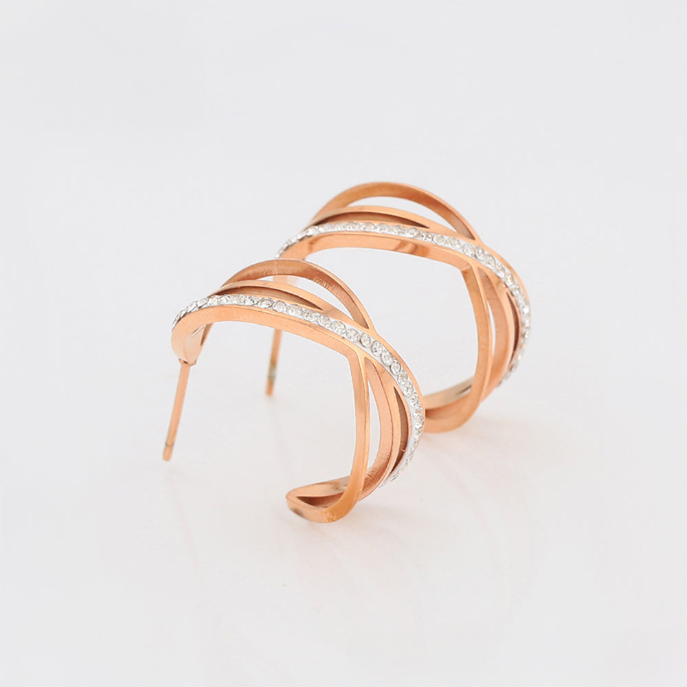 Pozlátené Zliatinové Náušnice s Bielym Emporia® Krištáľom 4 