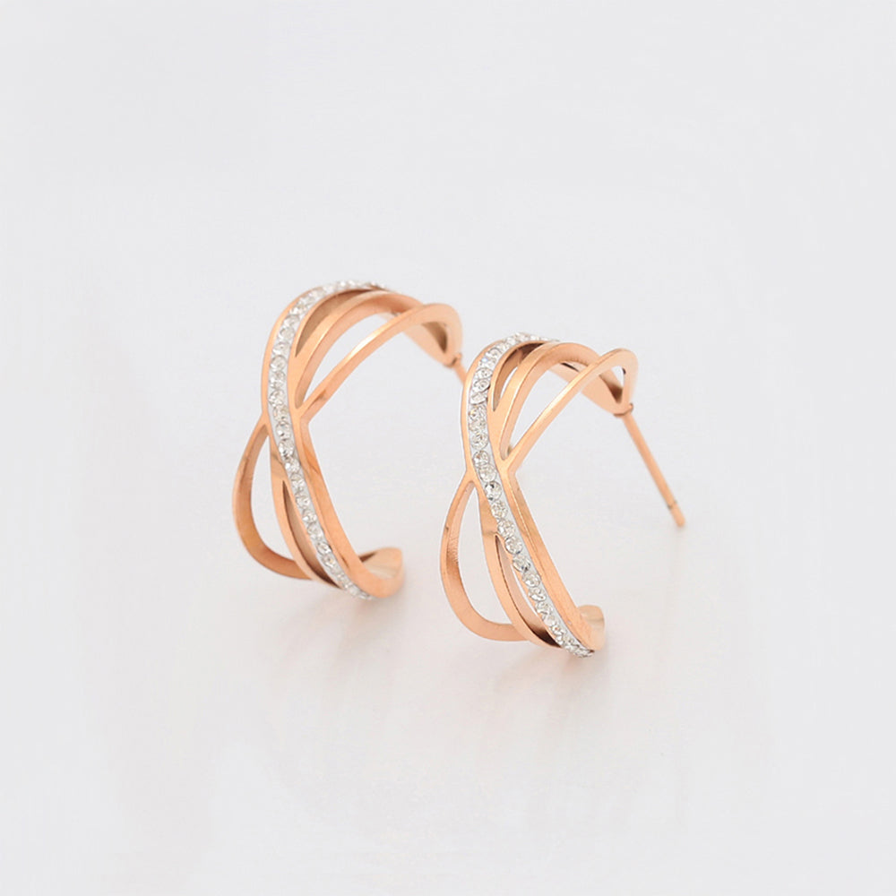 Pozlátené Zliatinové Náušnice s Bielym Emporia® Krištáľom