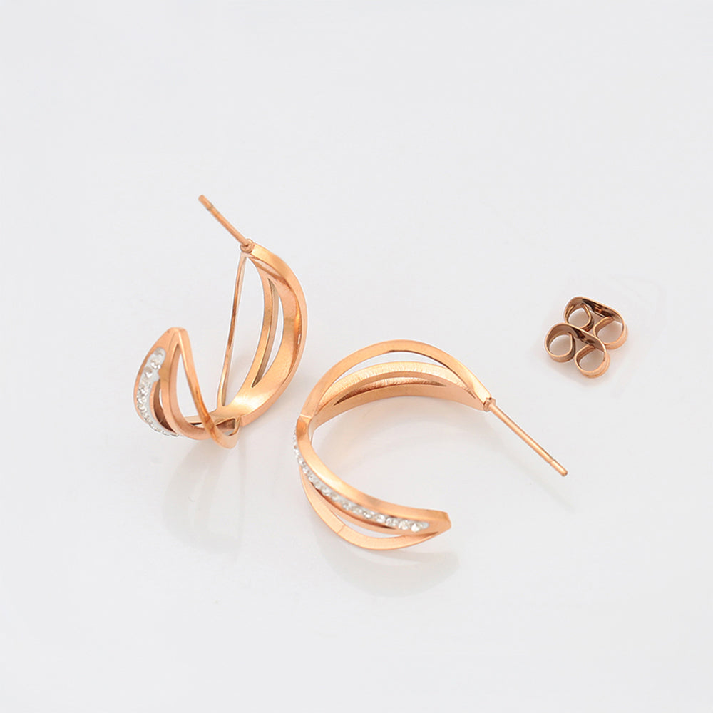 Pozlátené Zliatinové Náušnice s Bielym Emporia® Krištáľom