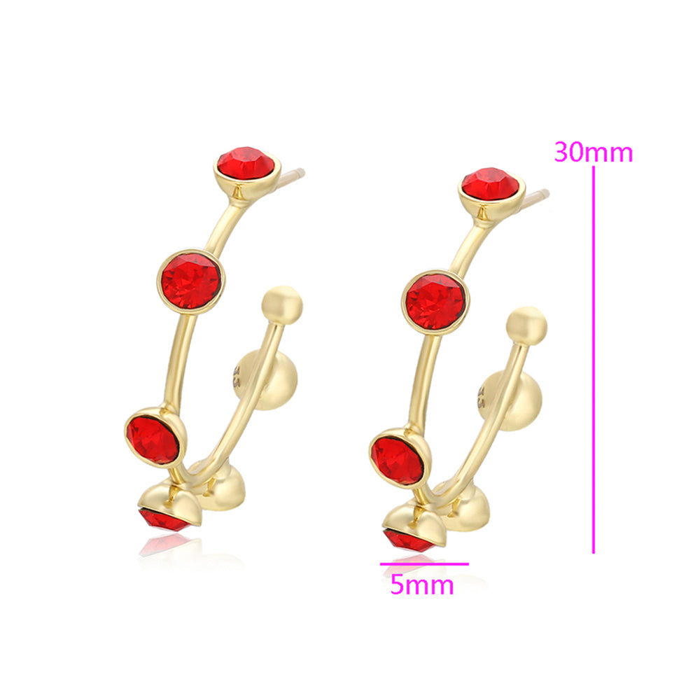 Pozlátené Zliatinové Náušnice s Červeným Emporia® Krištáľom
