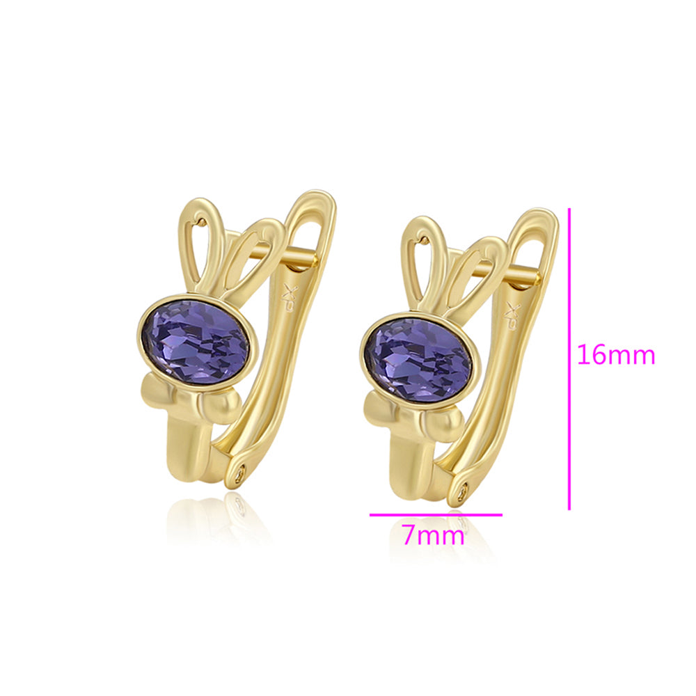 Pozlátené Zliatinové Náušnice s Fialovým Emporia® Krištáľom