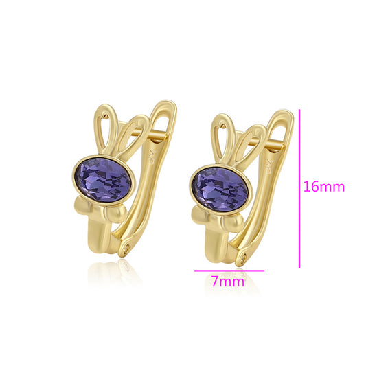Pozlátené Zliatinové Náušnice s Fialovým Emporia® Krištáľom