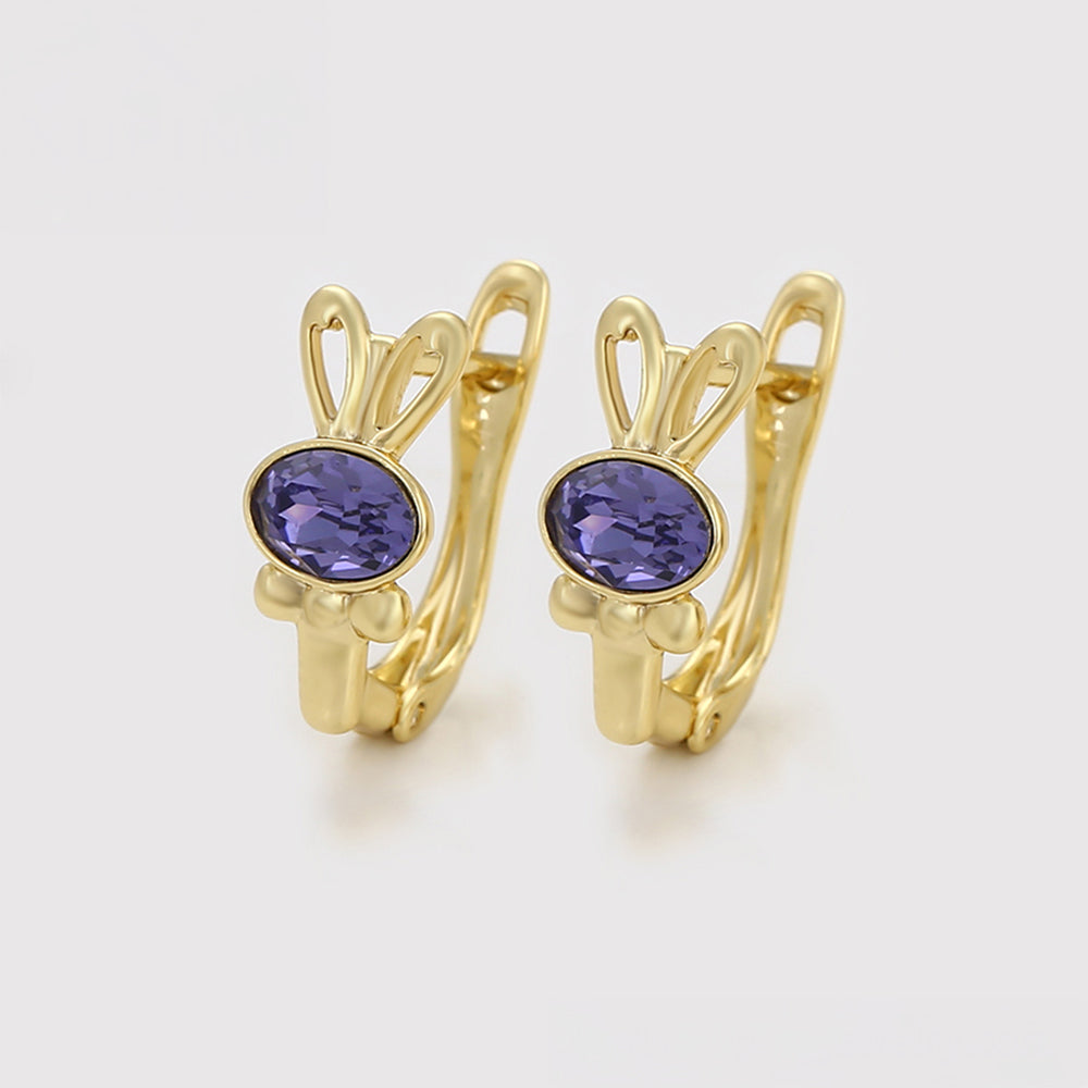 Pozlátené Zliatinové Náušnice s Fialovým Emporia® Krištáľom