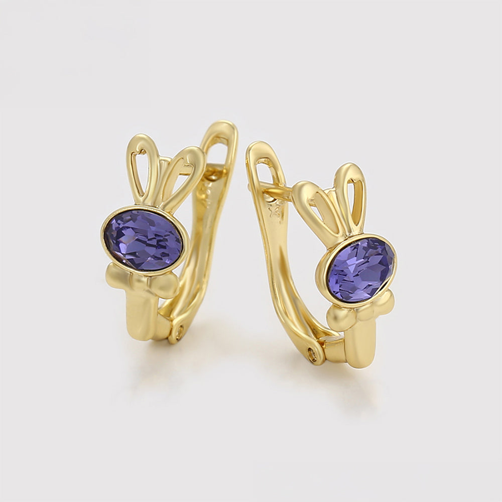 Pozlátené Zliatinové Náušnice s Fialovým Emporia® Krištáľom 7 