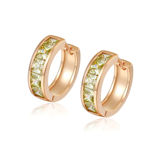 Pozlátené Zliatinové Náušnice s so Zeleným Emporia® Krištáľom