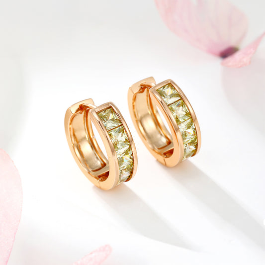 Pozlátené Zliatinové Náušnice s so Zeleným Emporia® Krištáľom