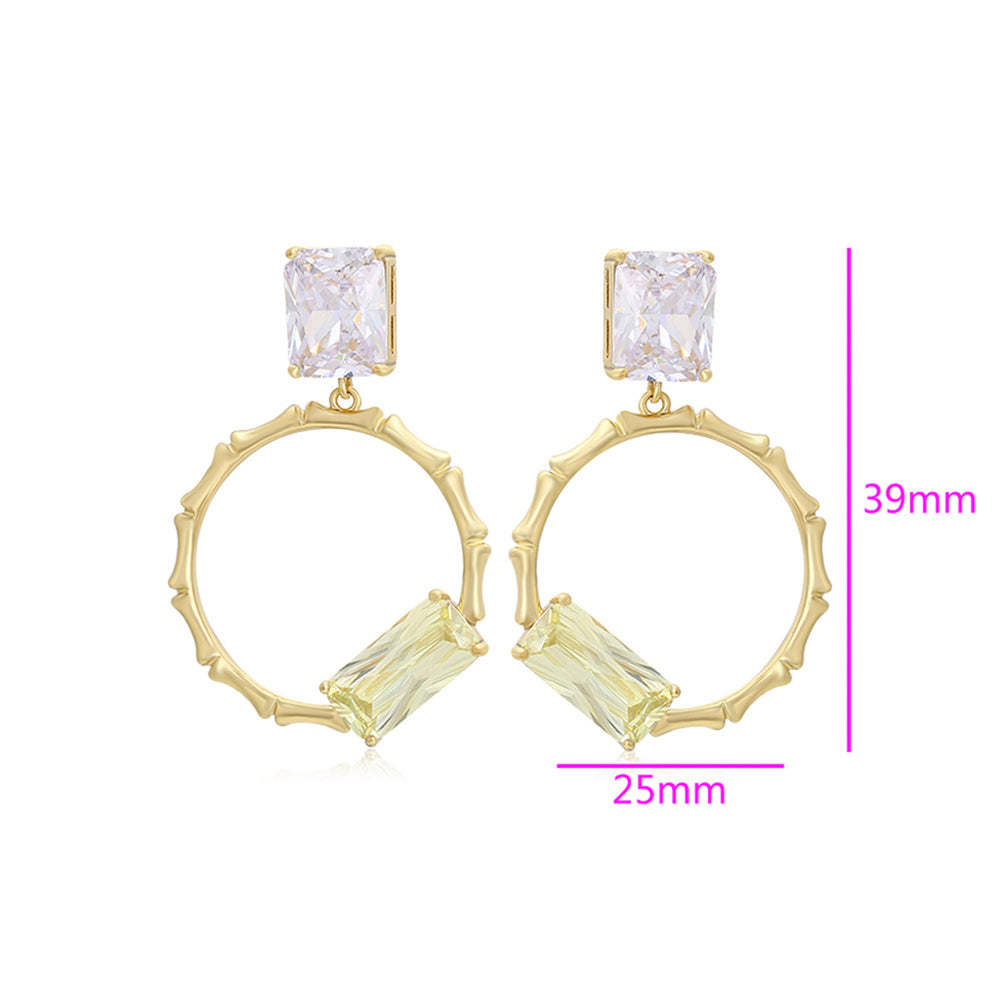 Pozlátené Zliatinové Náušnice s so Zeleným Emporia® Krištáľom a Bielym Emporia® Krištáľom