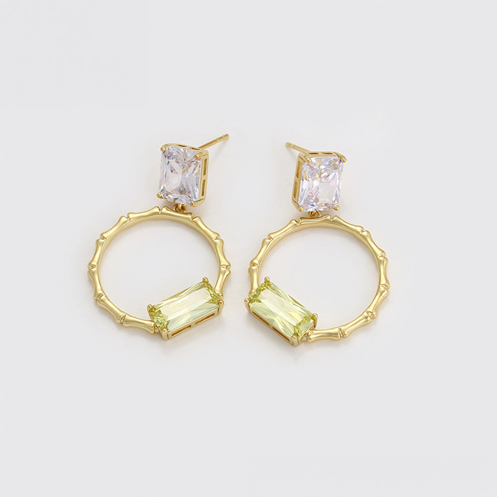 Pozlátené Zliatinové Náušnice s so Zeleným Emporia® Krištáľom a Bielym Emporia® Krištáľom 3 