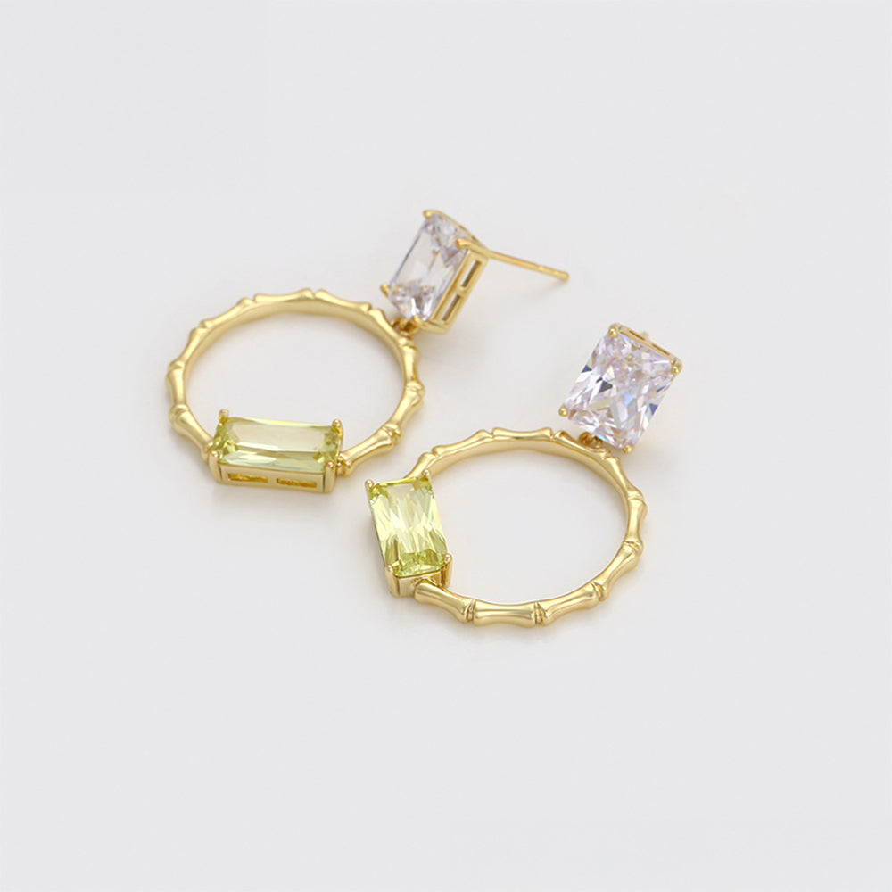 Pozlátené Zliatinové Náušnice s so Zeleným Emporia® Krištáľom a Bielym Emporia® Krištáľom 4 