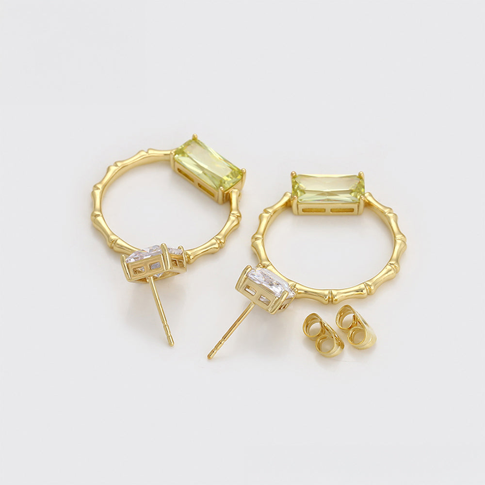 Pozlátené Zliatinové Náušnice s so Zeleným Emporia® Krištáľom a Bielym Emporia® Krištáľom 6 