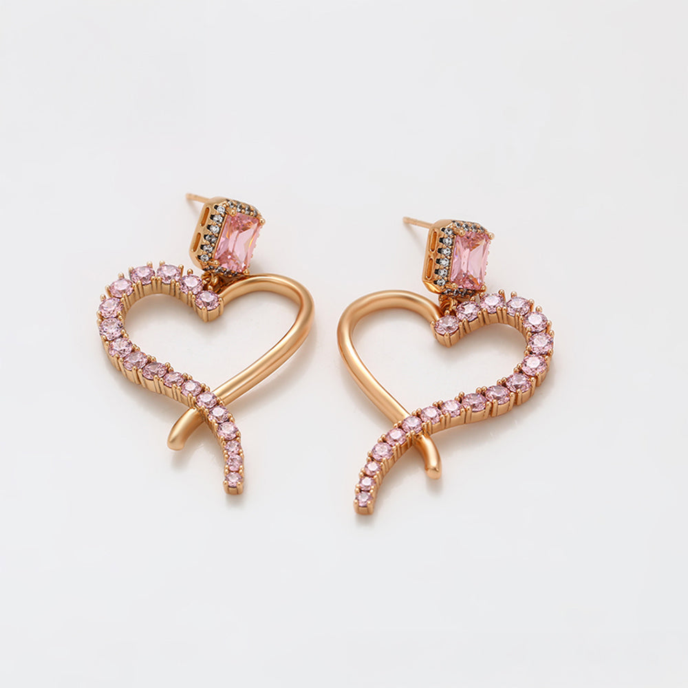 Pozlátené Zliatinové Náušnice s Ružovým Emporia® Krištáľom