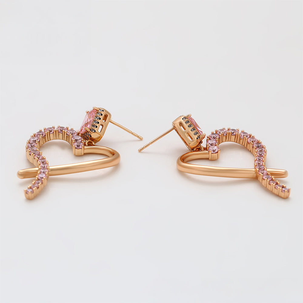 Pozlátené Zliatinové Náušnice s Ružovým Emporia® Krištáľom