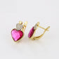 Pozlátené Zliatinové Náušnice s Ružovým Emporia® Krištáľom a Bielym Emporia® Krištáľom