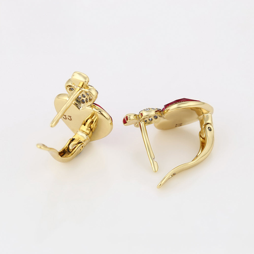 Pozlátené Zliatinové Náušnice s Ružovým Emporia® Krištáľom a Bielym Emporia® Krištáľom