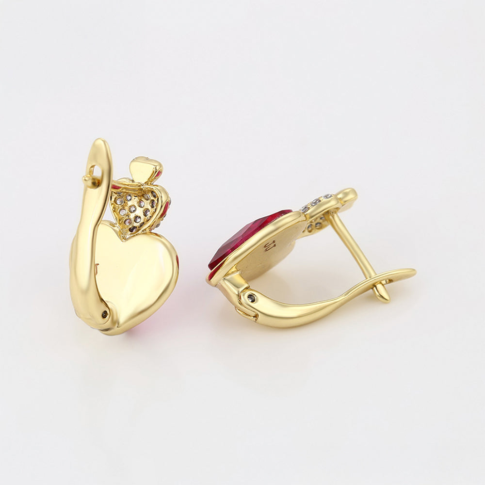 Pozlátené Zliatinové Náušnice s Ružovým Emporia® Krištáľom a Bielym Emporia® Krištáľom