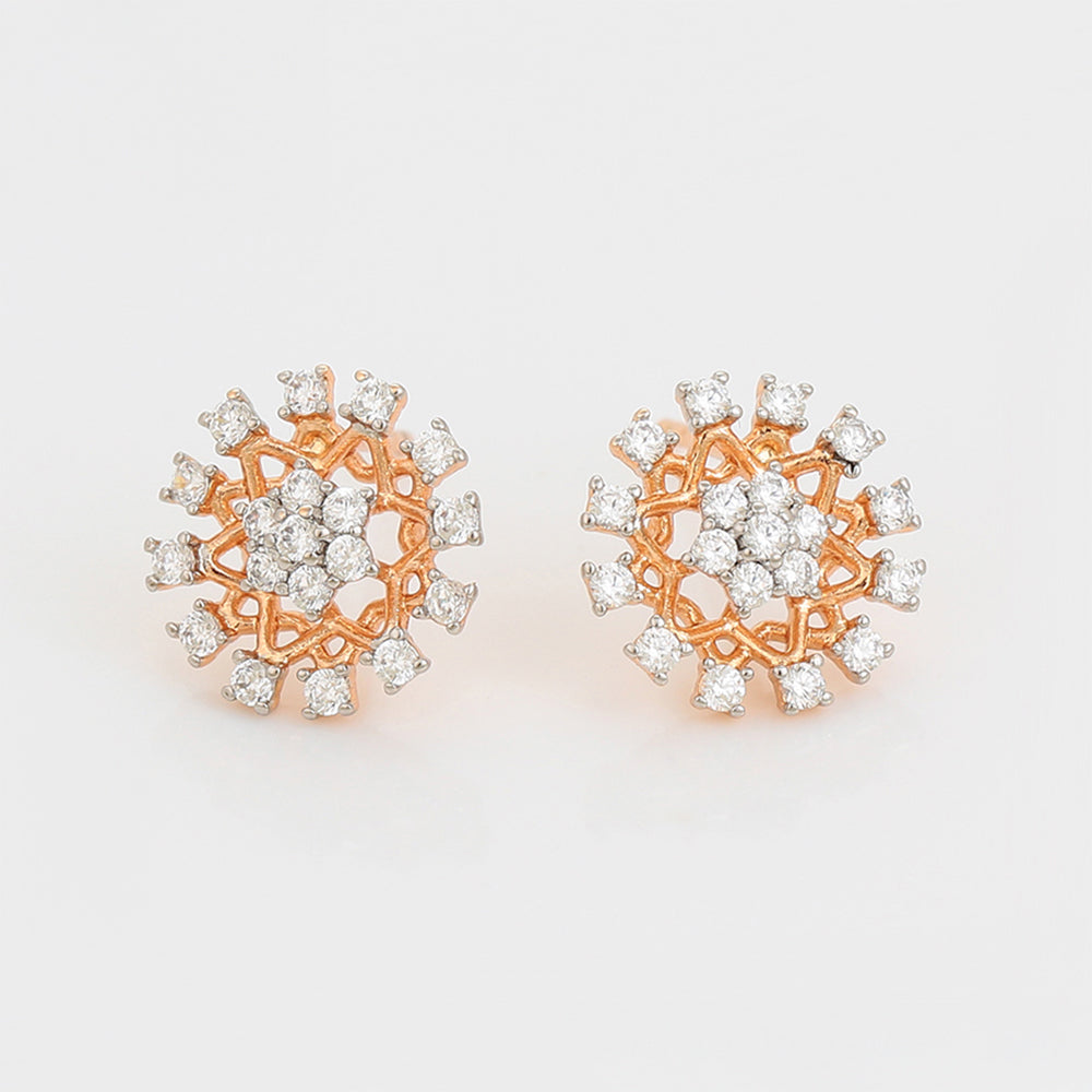 Pozlátené Zliatinové Náušnice s Bielym Emporia® Krištáľom