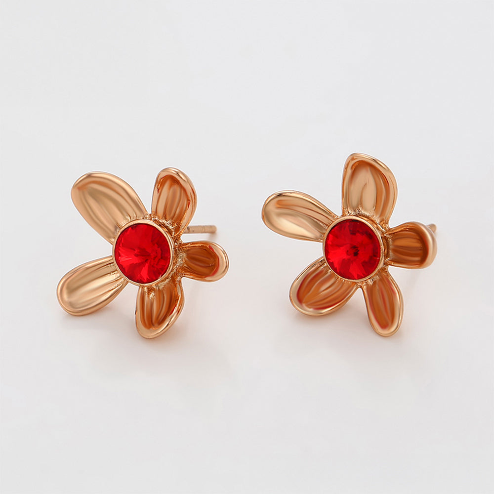 Pozlátené Zliatinové Náušnice s Červeným Emporia® Krištáľom 4 