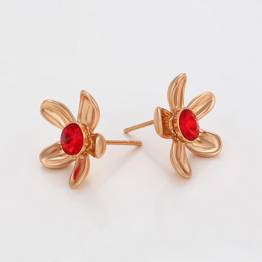 Pozlátené Zliatinové Náušnice s Červeným Emporia® Krištáľom 7 