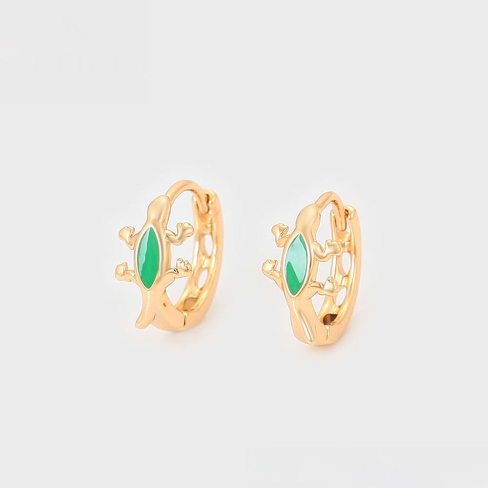Pozlátené Zliatinové Náušnice s so Zeleným Emporia® Krištáľom 3 