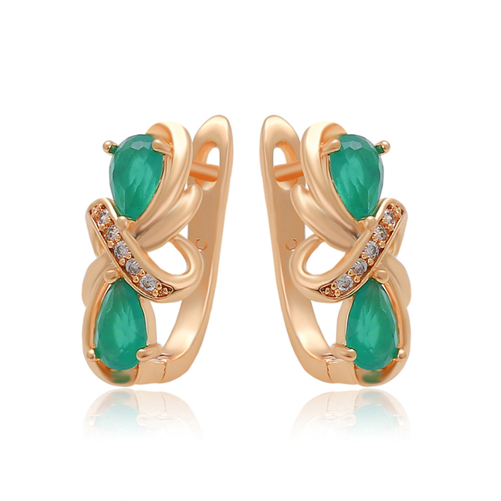 Pozlátené Zliatinové Náušnice s so Zeleným Emporia® Krištáľom 1 