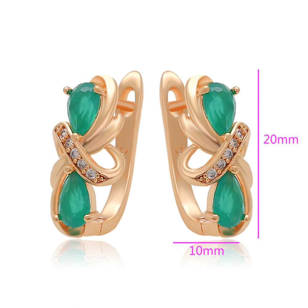 Pozlátené Zliatinové Náušnice s so Zeleným Emporia® Krištáľom 2 