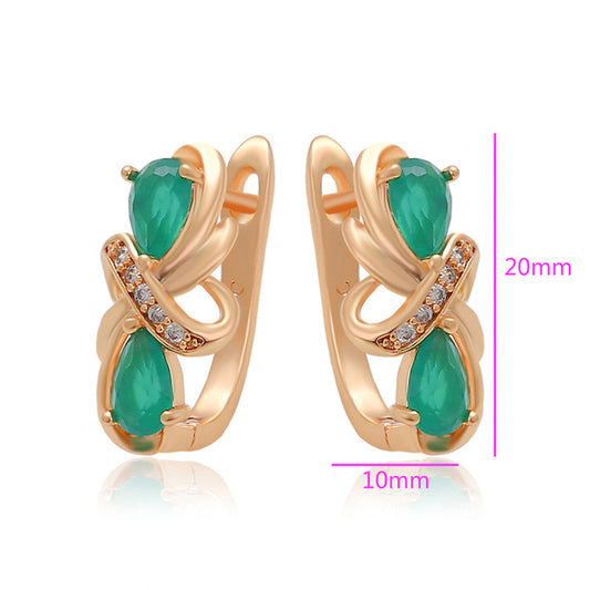 Pozlátené Zliatinové Náušnice s so Zeleným Emporia® Krištáľom