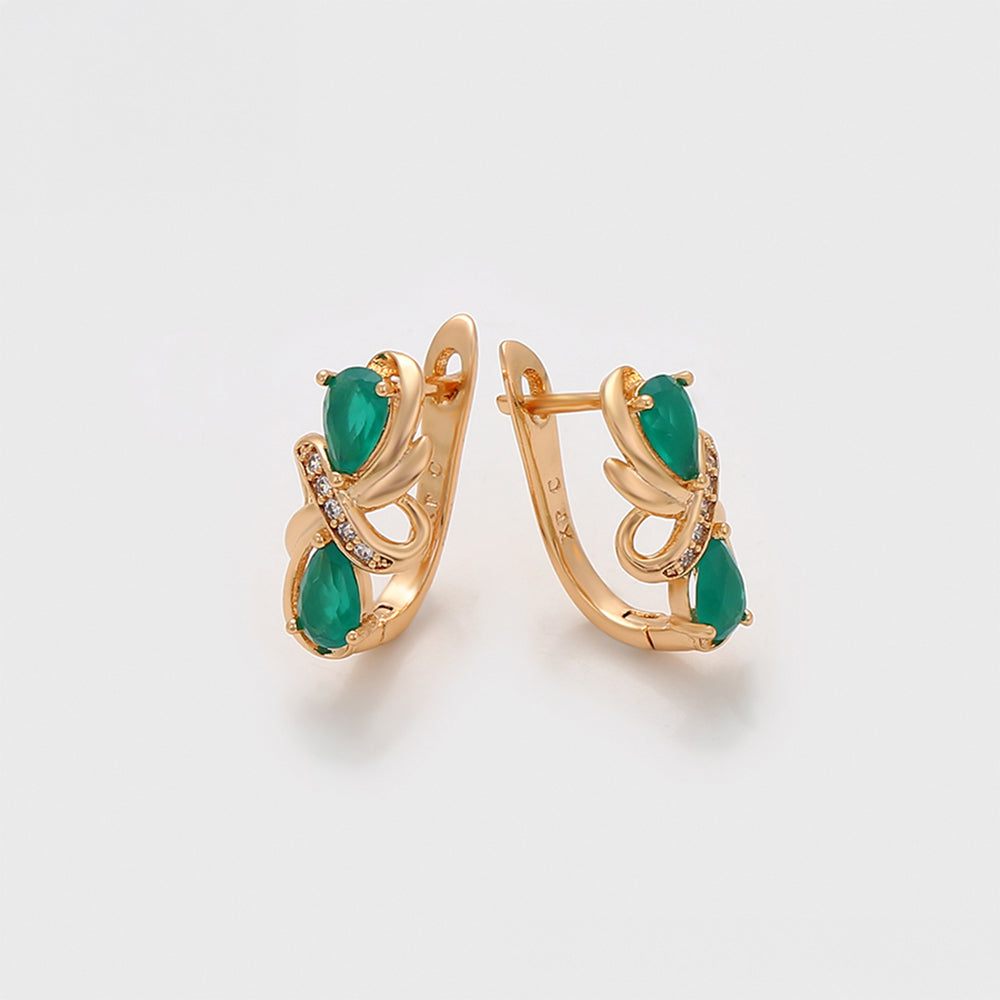 Pozlátené Zliatinové Náušnice s so Zeleným Emporia® Krištáľom 4 