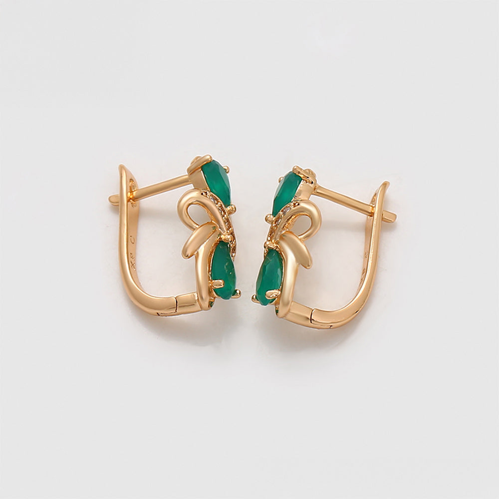 Pozlátené Zliatinové Náušnice s so Zeleným Emporia® Krištáľom