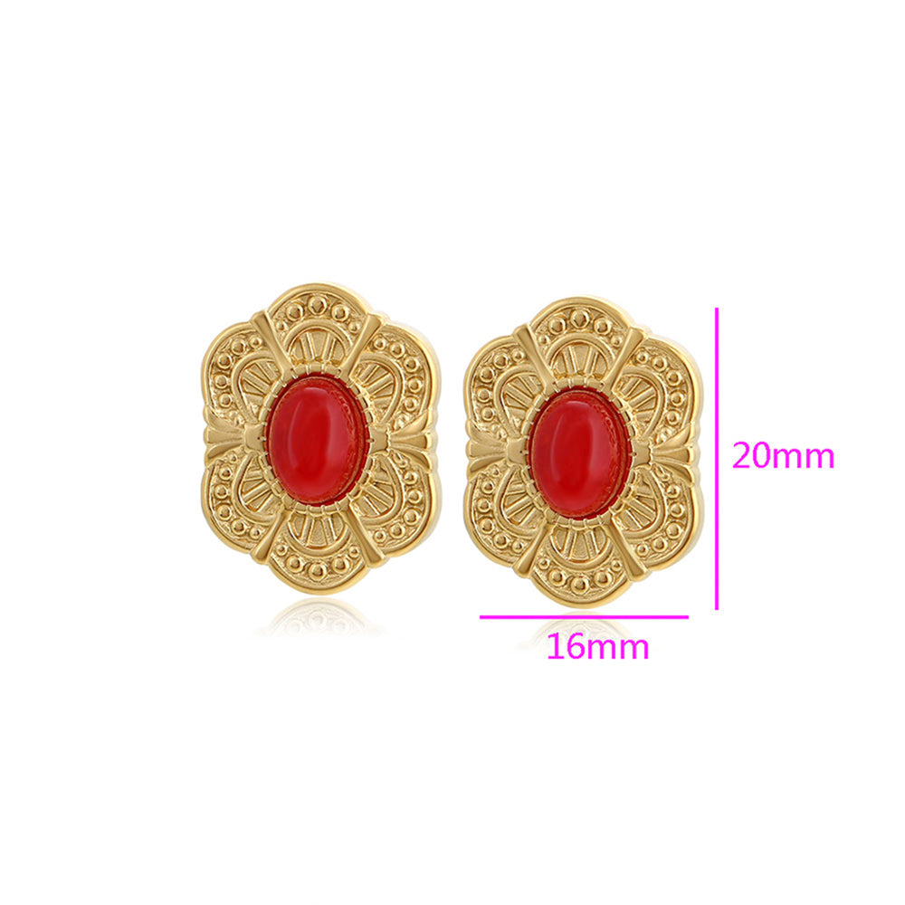 Pozlátené Zliatinové Náušnice s Červeným Emporia® Krištáľom