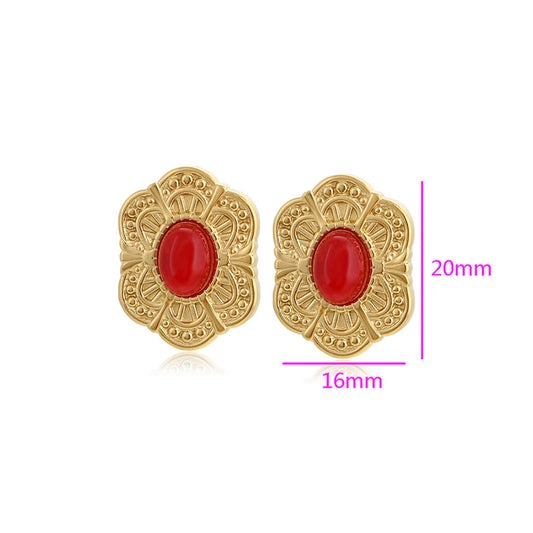 Pozlátené Zliatinové Náušnice s Červeným Emporia® Krištáľom