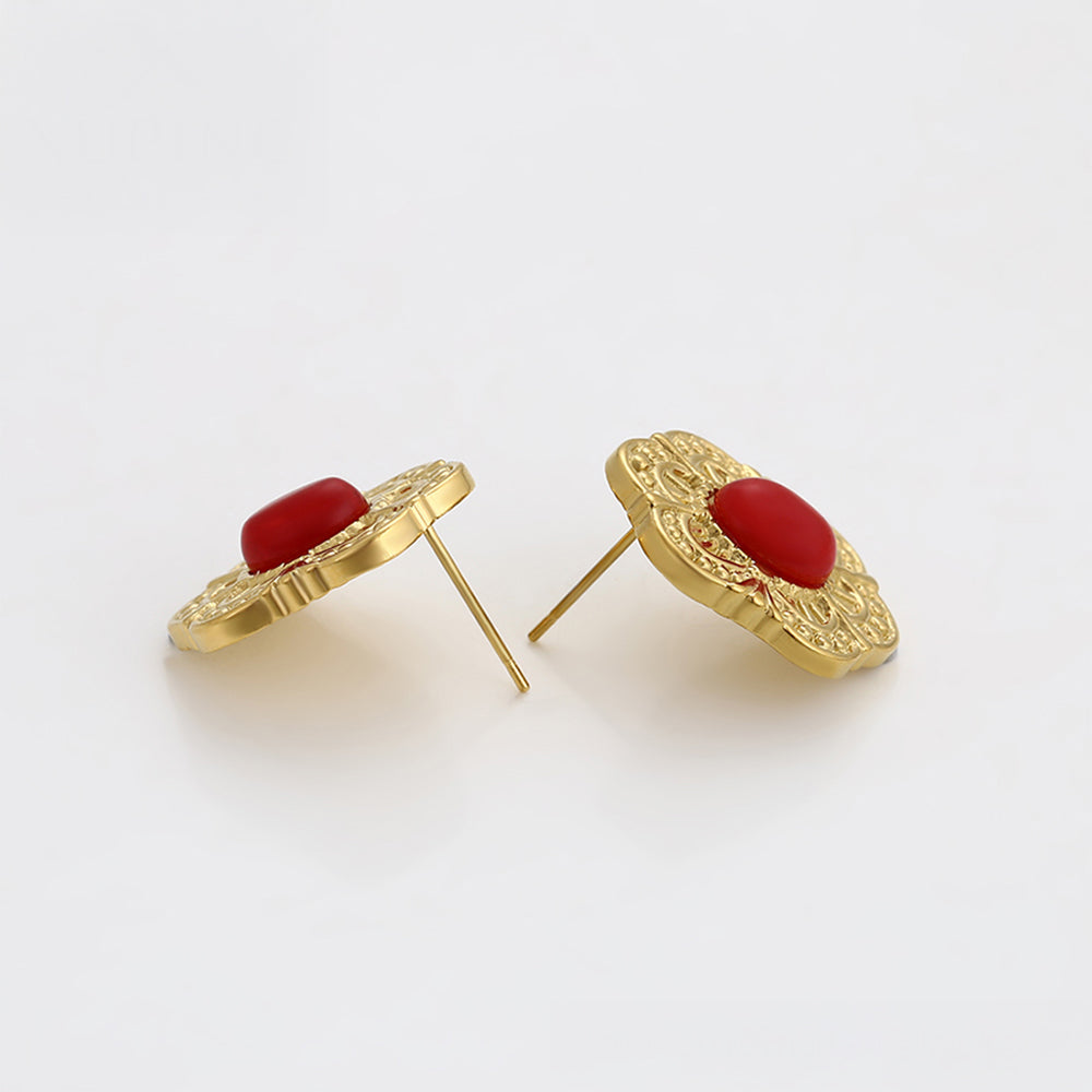 Pozlátené Zliatinové Náušnice s Červeným Emporia® Krištáľom 4 
